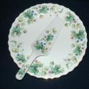 Andrea by Sadek Porcelain Cake Plate with Matching Server Vineyard Pattern FREE SHIPPING