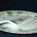 Andrea by Sadek Porcelain Cake Plate with Matching Server Vineyard Pattern FREE SHIPPING