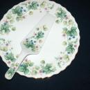Andrea by Sadek Porcelain Cake Plate with Matching Server Vineyard Pattern FREE SHIPPING