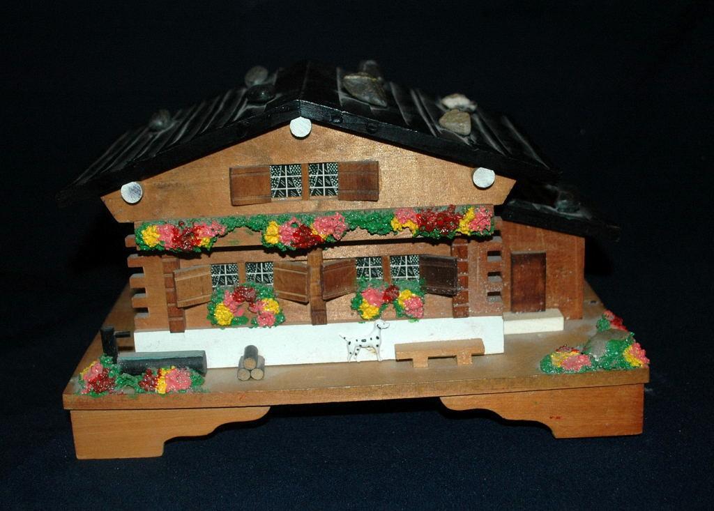 SWISS CHALET MUSICAL JEWELERY BOX Hand made