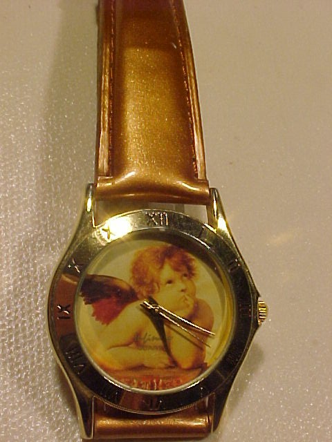 Baby Angel or Cherub Watch By Infinity with Genuine Bronze Leather Band