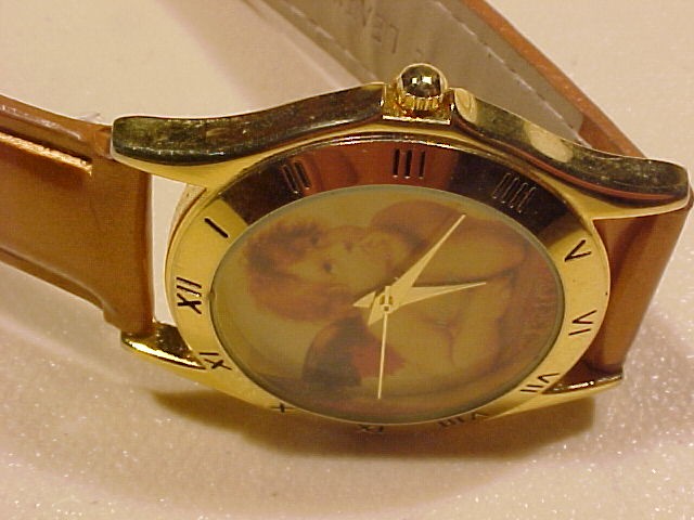 Baby Angel or Cherub Watch By Infinity with Genuine Bronze Leather Band