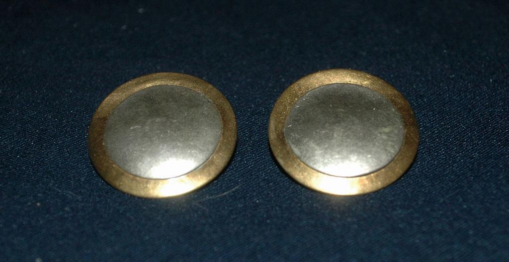 Vintage Marjorie Baer Earrings MBSF Modernist Hammered Mixed Metals Clip on Earrings. FREE SHIPPING!