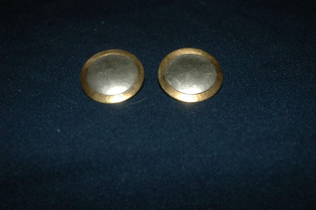 Vintage Marjorie Baer Earrings MBSF Modernist Hammered Mixed Metals Clip on Earrings. FREE SHIPPING!