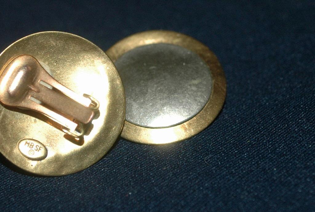 Vintage Marjorie Baer Earrings MBSF Modernist Hammered Mixed Metals Clip on Earrings. FREE SHIPPING!