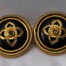Ben Amun Black Obsidian Crystal and Gold Clip On Earrings Free Shipping