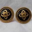 Ben Amun Black Obsidian Crystal and Gold Clip On Earrings Free Shipping