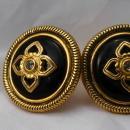 Ben Amun Black Obsidian Crystal and Gold Clip On Earrings Free Shipping