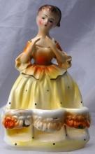 Vintage Chadwick Japan LADY LIPSTICK HOLDER Yellow Dress Figurine CMI Inc Free Shipping