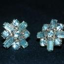 Darling Blue Crystal Screw Back Earrings vintage Free Shipping
