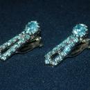 Darling Blue Crystal Clip On Earrings vintage Free Shipping