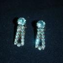 Darling Blue Crystal Clip On Earrings vintage Free Shipping