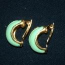 Darling 1/2 circle Green Enamal & Pave Crystal Earrings vintage Free Shipping
