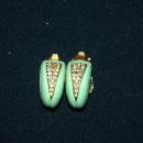Darling 1/2 circle Green Enamal & Pave Crystal Earrings vintage Free Shipping
