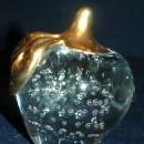 Controlled Bubble Crystal Glass Apple Paperweight