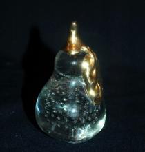 Controlled Bubble Crystal Glass Pear Paperweight