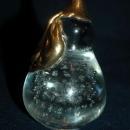Controlled Bubble Crystal Glass Pear Paperweight