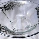 Art DECO Sterling Silver Morning Glories Overlay Glass Center Piece 4- foot Bowl Elegant Glassware Cambridge Glass