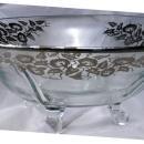 Art DECO Sterling Silver Morning Glories Overlay Glass Center Piece 4- foot Bowl Elegant Glassware Cambridge Glass