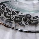 Art DECO Sterling Silver Morning Glories Overlay Glass Center Piece 4- foot Bowl Elegant Glassware Cambridge Glass