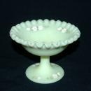 Satin Glass Compote Ruffled Edge by Fenton Glass Hand Painted by Linda Bules