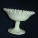 Satin Glass Compote Ruffled Edge by Fenton Glass Hand Painted by Linda Bules