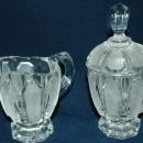 HAND MADE IN POLAND FOOTED CREAM & SUGAR SET WITH TRAY OVER 24% LEAD CRYSTAL ACC