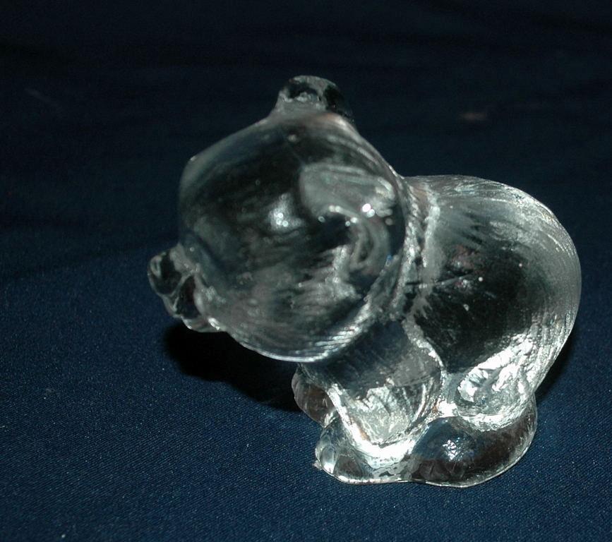 Heavy Textured Crystal Glass Bear Paperweight Signed Numbered and Dated