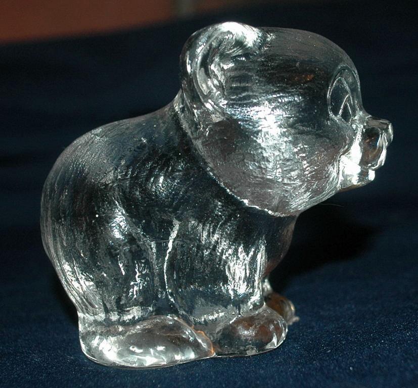 Heavy Textured Crystal Glass Bear Paperweight Signed Numbered and Dated