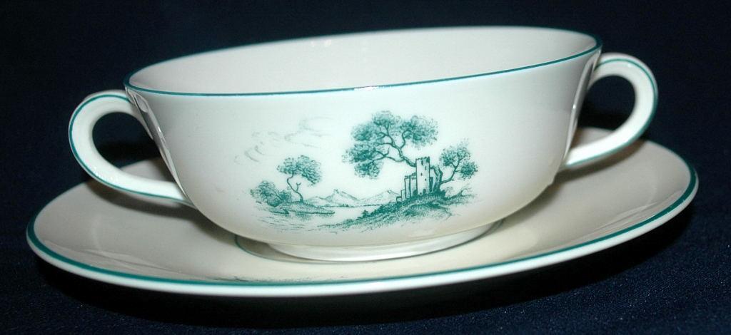 Furstenberg Brunswick Germany Porcelain cream soup bowl with soup plate