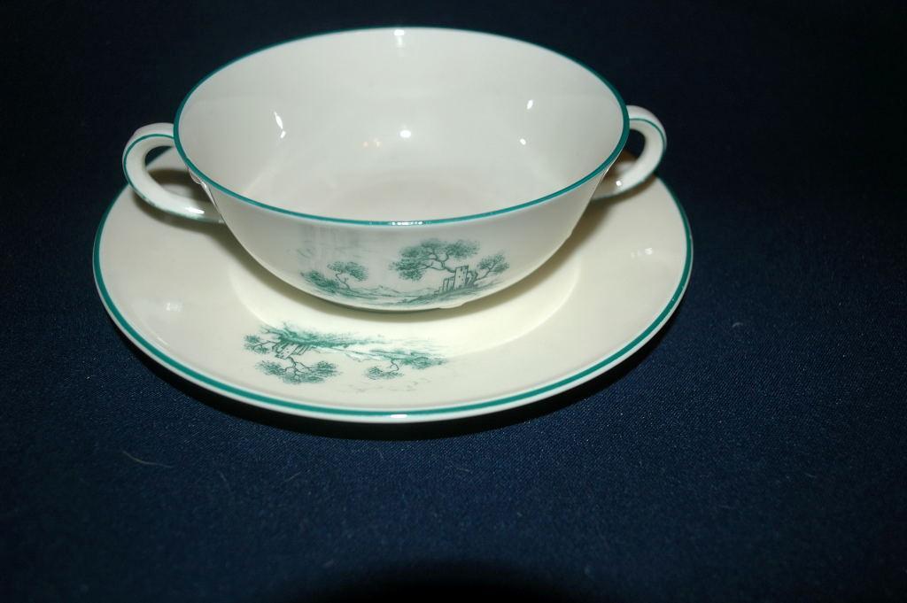 Furstenberg Brunswick Germany Porcelain cream soup bowl with soup plate