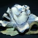 Napoleon Capodimonte Porcelain Blue Rose Candle Holder with Handle