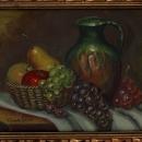 Still Life Fruit & Jug Painting by Frank Lean Oil on Board, Framed