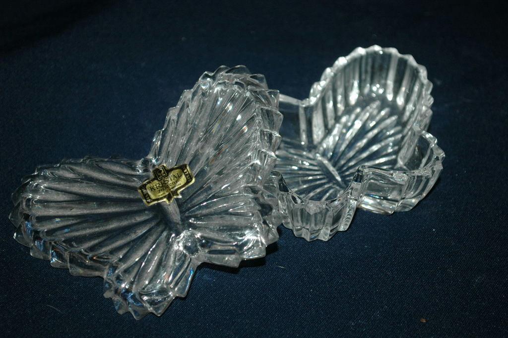 Zajecar Kristal Crystal Butterfly Trinket Box Yugoslavia