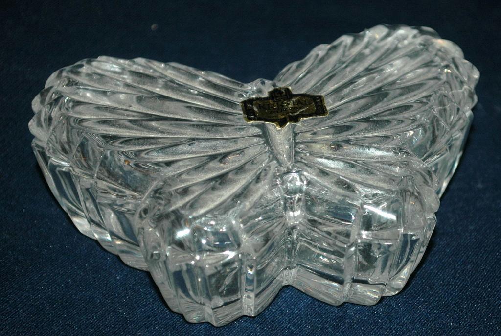 Zajecar Kristal Crystal Butterfly Trinket Box Yugoslavia