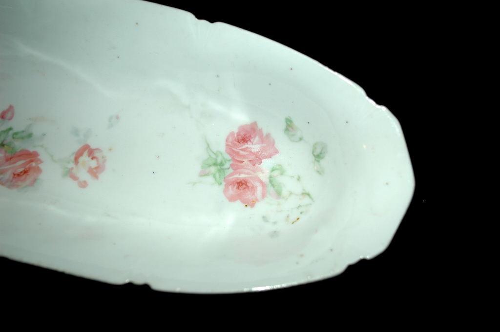 LEUCHTENBURG GERMANY PORCELAIN CELERY BOWL ROSE DESIGN