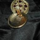 Carol Dauplaise Large Gold & Amethyst Shield Disc Clip on earrings