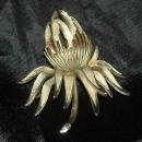 Trifari Gold Protea Flower Brooch Free Shipping