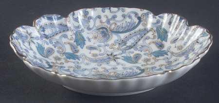 RARE LEFTON BLUE PAISLEY Oval Mint dish Free Shipping