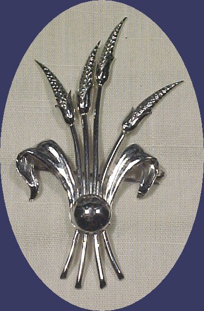 Sterling Silver Wheat Pin Brooch GK co. Signed