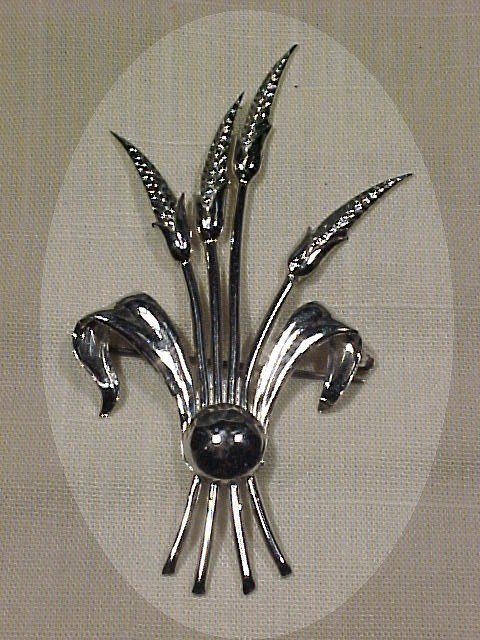 Sterling Silver Wheat Pin Brooch GK co. Signed