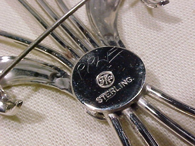 Sterling Silver Wheat Pin Brooch GK co. Signed