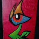 Eye with Horns Outsider Art Abstract Painting on Canvas Free Shipping