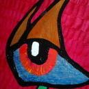 Eye with Horns Outsider Art Abstract Painting on Canvas Free Shipping