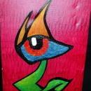 Eye with Horns Outsider Art Abstract Painting on Canvas Free Shipping