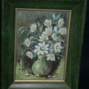 Small Framed Still LIfe Flower Bouquet in Vase Oil Painting Signed Parkey '74 Free Shipping