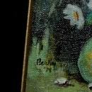 Small Framed Still LIfe Flower Bouquet in Vase Oil Painting Signed Parkey '74 Free Shipping