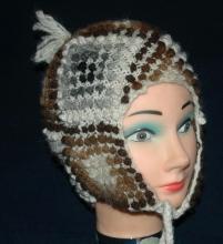Natural Baby Alpaca Hand Knit Nubby Cap, Hat with Ear Flaps Free Shipping