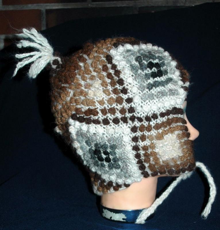 Natural Baby Alpaca Hand Knit Nubby Cap, Hat with Ear Flaps Free Shipping