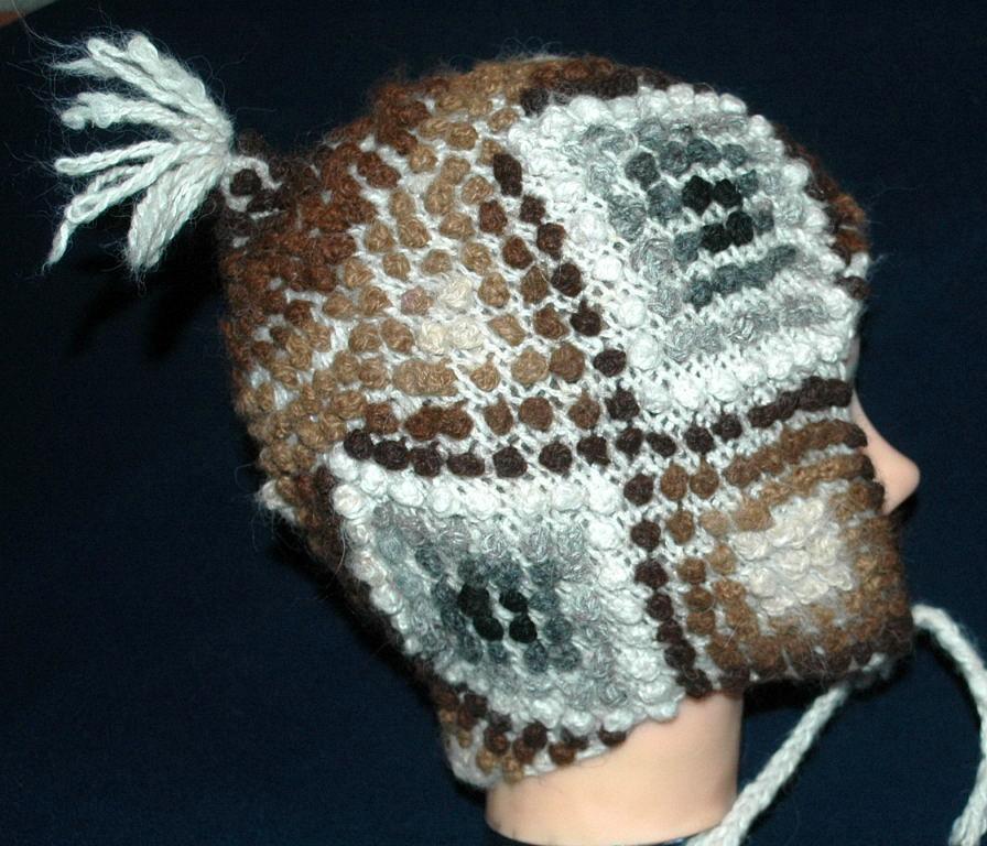 Natural Baby Alpaca Hand Knit Nubby Cap, Hat with Ear Flaps Free Shipping